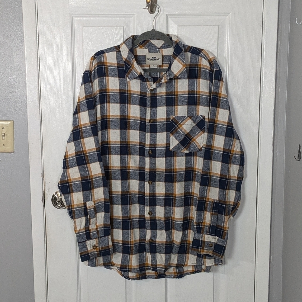 Northeast Outfitters‎ Classic Lightweight Blue Flannel Plaid Button-Up Size XL